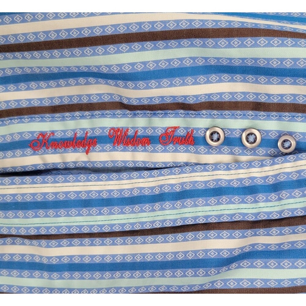 Robert Graham Men's Dress Shirt Size Large Blue Stripes Paris Hotel Flip Cuff - Picture 6 of 13